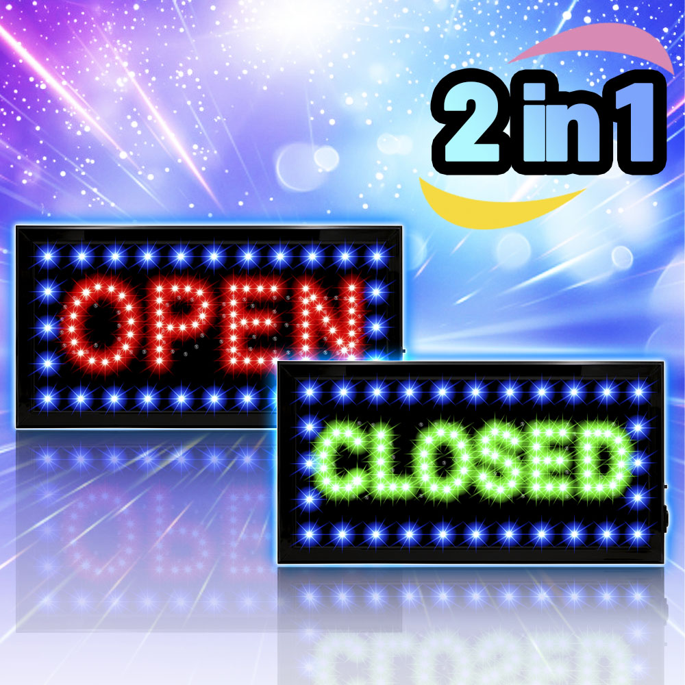 2줄 고급 OPEN 간판 LED 4색 OPEN 전광판 보드 오픈 사인 부동산 카페 식당 홍보 조명 네온 개업 : LED보드나라