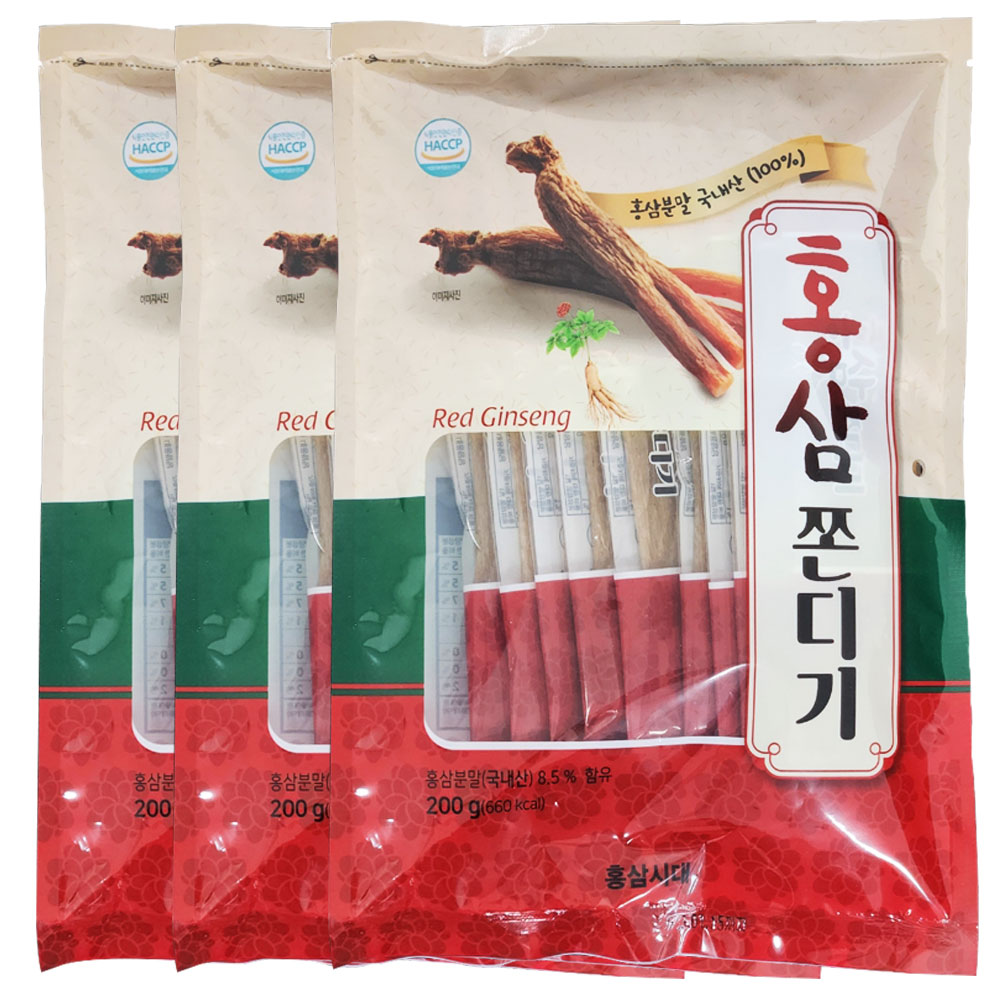 홍삼 쫀드기 20gx10포 (3봉/5봉) 추억의 간식 쫀득이 : 디에스케이푸드