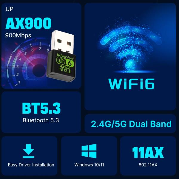 3 무선 네트워크 카드 듀얼 밴드 드라이버 프리 USB 동글 Win 0  PC 액세서리 900Mbps 와이파이 6 USB 어댑터 900Mbps WiFI 6 USB Ad... 