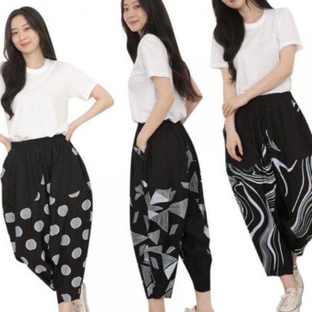 여성 린넨 밴딩 항아리 배기 똥싼바지 통바지 팬츠 여름 시원한 주머니 데일리 편안한 옷 마실룩 집앞룩 : 민채상점