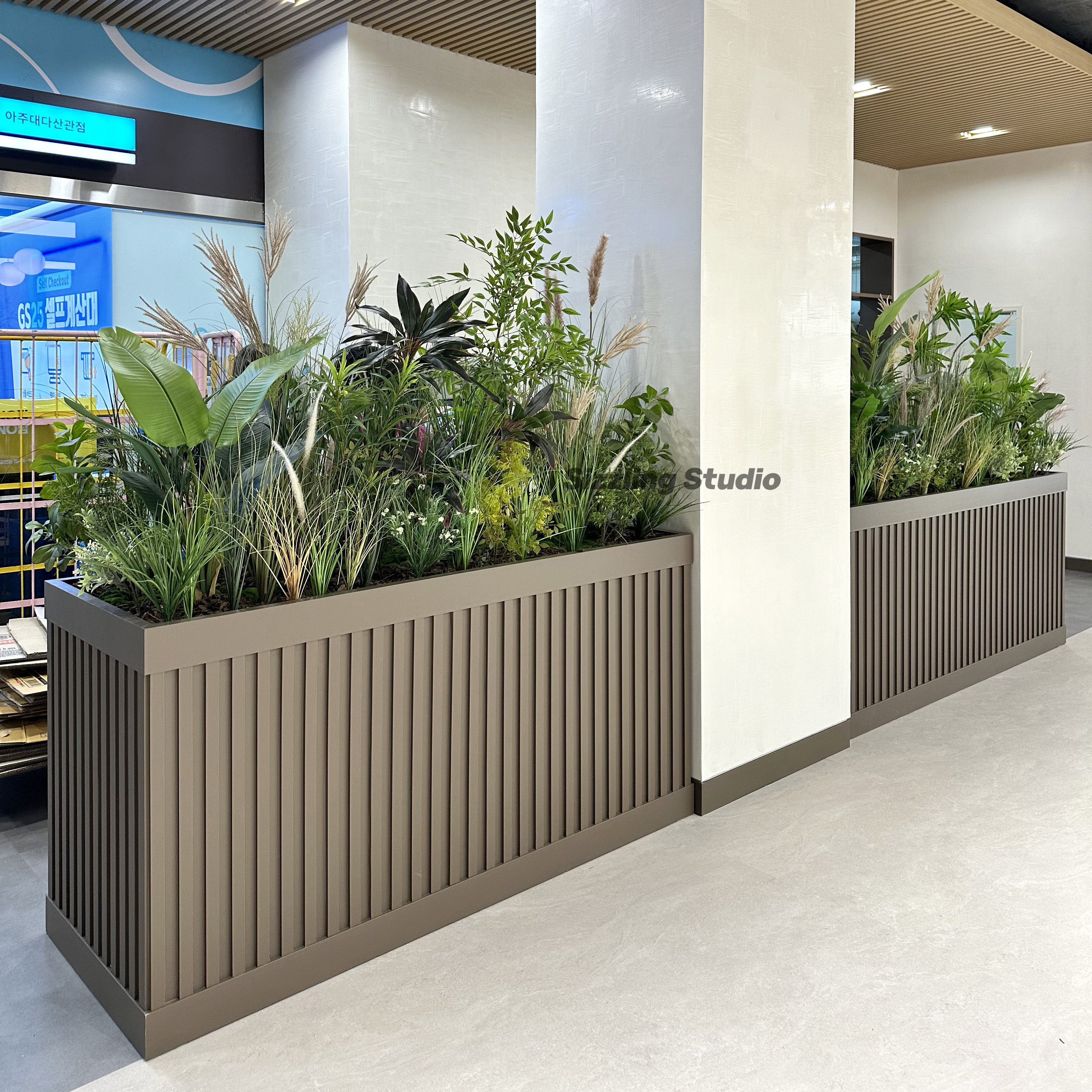 아주대학교 대형 플랜트박스 조화조경 플랜테리어 10x10cm 주문제작 : 씨즐링 스튜디오
