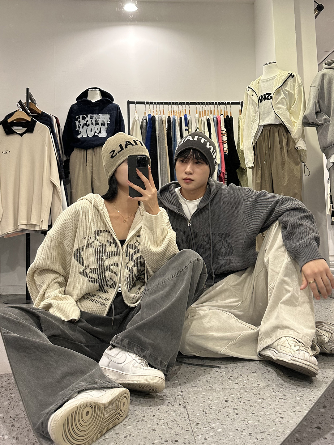 [unisex] 디셀 레터링 투웨이 니트 후드 집업 : 오브더나인