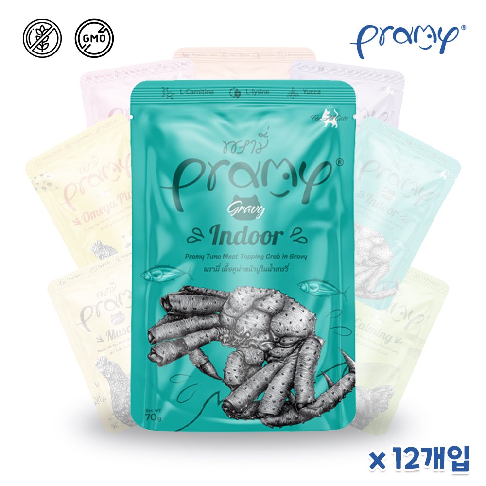 프라미 캣 인도어 게살&참치 파우치 70g 12개입 : 신묘한냥이