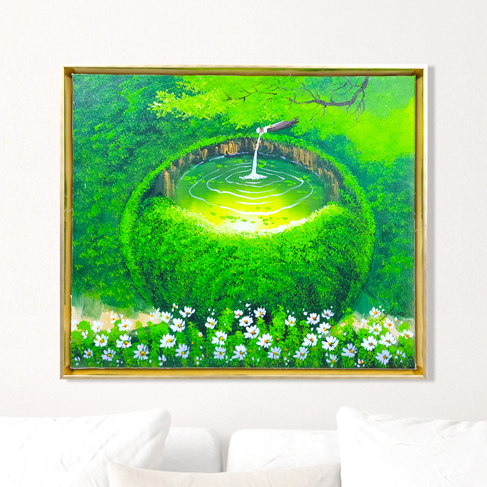 윤영 화백 금전수 옹달샘 유화 액자 건강 풍경화 예쁜 그림 55.9x48.3cm : 인메이블