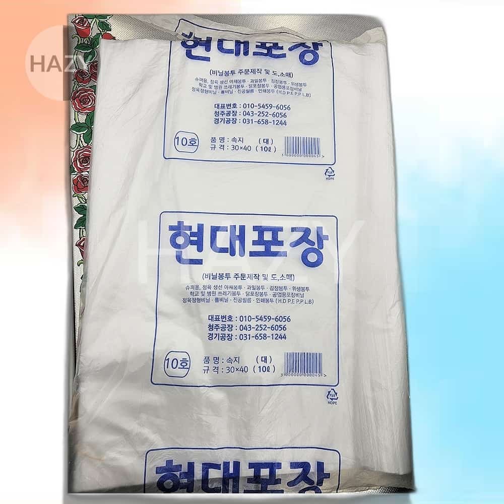 헤이지 현대 비닐봉투 10호 막지 대형 30X40cm 200매 김치 비닐봉투 김장용 : 헤이지09