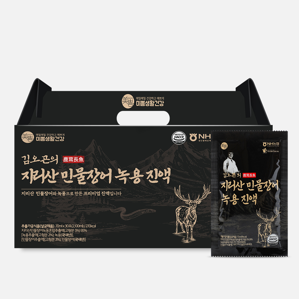 미쁨생활건강 장어즙 김오곤 장어 진액 엑기스 녹용즙 1박스 (총 30포) : 미쁨생활건강