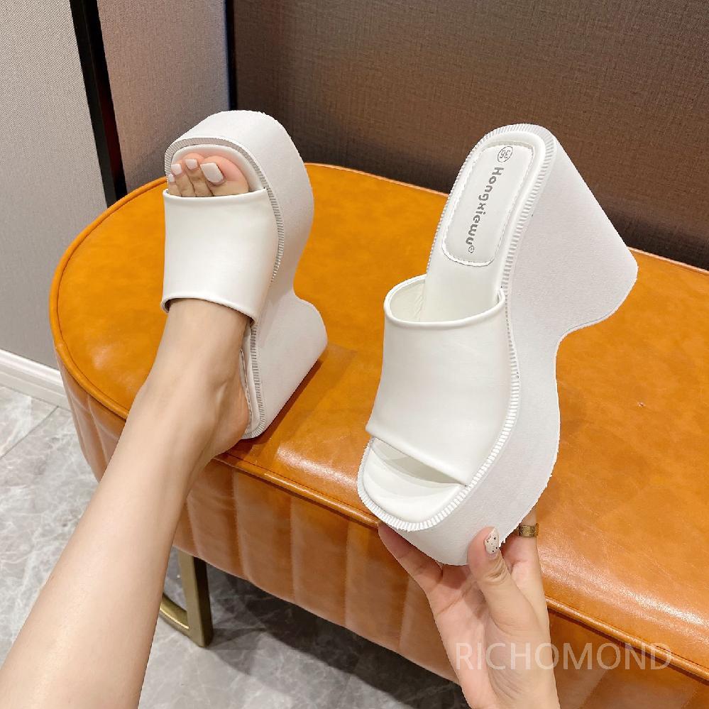 웨지힐 슬리퍼 통굽 키높이 샌들 구두 스트랩 웨딩 사무실 슈즈 : 리치오몬드