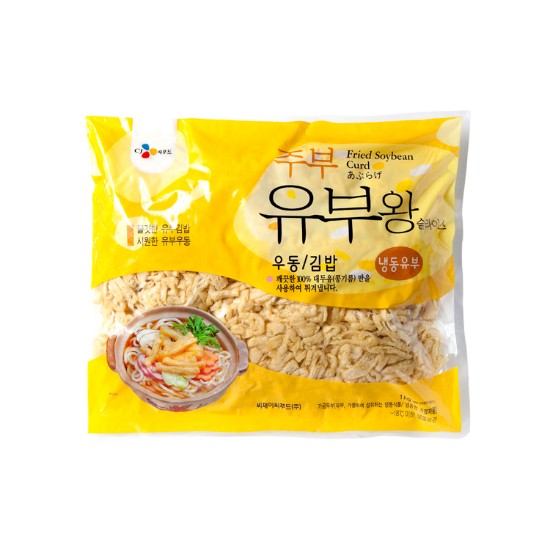 CJ씨푸드 주부 유부왕 슬라이스 1kg 고명 국수 우동 분식 김밥 어묵탕 : 만두를 담다  -  만담