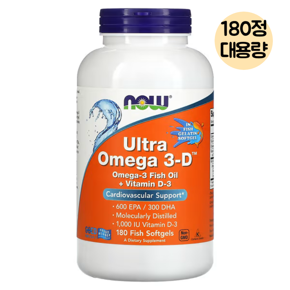 나우푸드 울트라 오메가3 EPA600 DHA300 비타민D3 1000IU 180정 대용량 : 원클릭DO