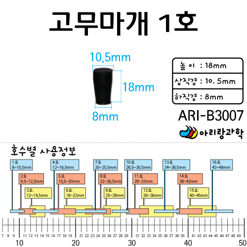 고무마개 / 비이커마개 / 플라스크 마개 / 1호,2호,3호,4호,5호,6호,7호,8호,9호,10호,11호,12호,13호,14호,15호,16호 / 세부 규격 확인... 