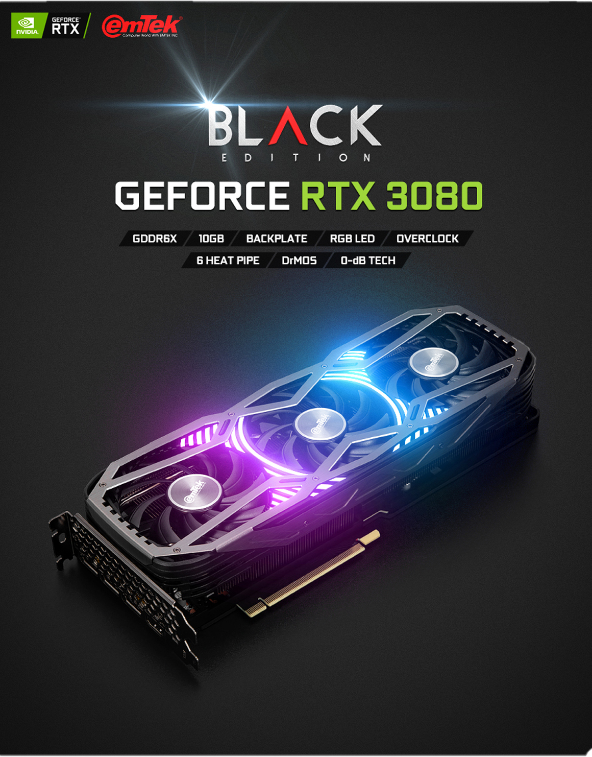 이엠텍 지포스 RTX 3080 BLACK EDITION OC D6X 10GB : 바운스 스토어