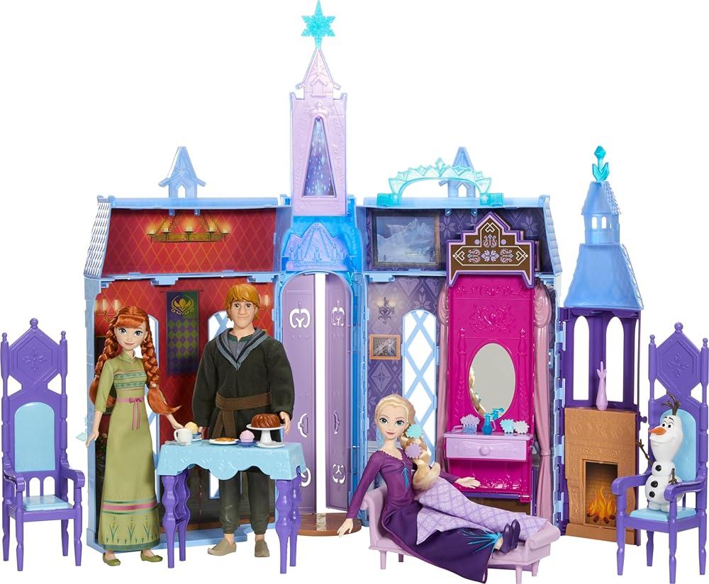 Mattel 디즈니 겨울왕국 인형 & 인형의 집 얼티밋 아렌델 어드벤처 휴대용 성 (6.1m(2피트) 이상(2피트) 이상) 패션 3개 올라프 피규어 및 25개... 
