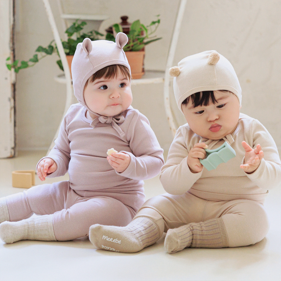 메르베 가을 겨울 아기내복 신생아 긴팔 내의 백일 돌 사계절 스판 9부 유아 아기실내복 70 80 90 100 110 : 메르베
