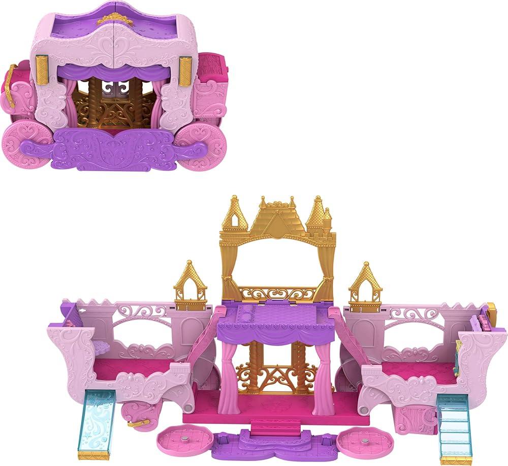 Mattel 디즈니 프린세스 장난감 캐리지 투 캐슬 변신 놀이 세트 오로라 작은 인형 3층 6개의 놀이 공간 피규어 4개 가구 및 액세서리 : 튼튼토이