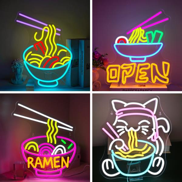 라멘 네온 사인 라면 고양이 LED 조명 : 마스터브랜드