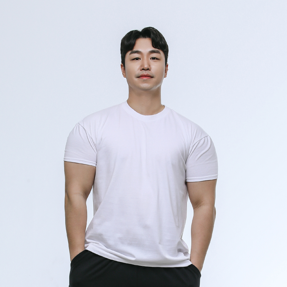 원에임 헤비 무지 머슬핏 반팔 헬창옷 남자 머슬티 헬스티셔츠 : 원에임