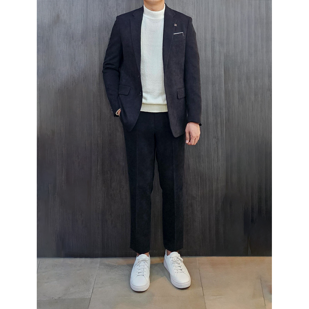 지오송지오 정장 (가을,겨울용 전체안감)프리베핏 파일트윌소재 코듀로이 셋업 수트 세트 블랙ZG6EJ601 : 지오송지오죽전점