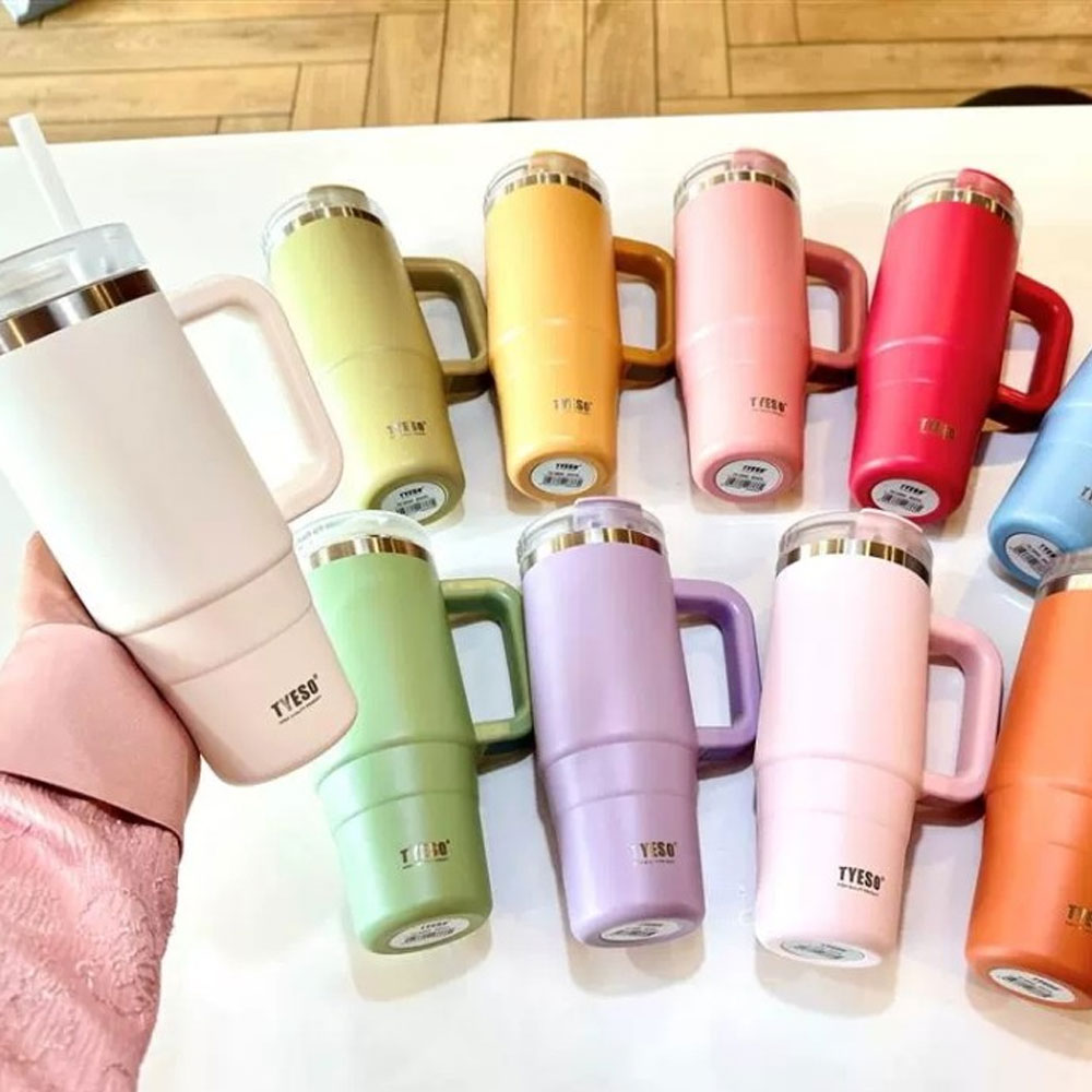 타이소 스텐 보온 보냉텀블러 손집이 빨대 텀블러 900ml : Buytop