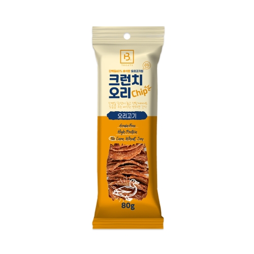 브리더랩 크런치 치킨칩 그레인프리 스낵 비스켓 강아지 간식 오리고기, 80g, 1개 : 펫뒤주