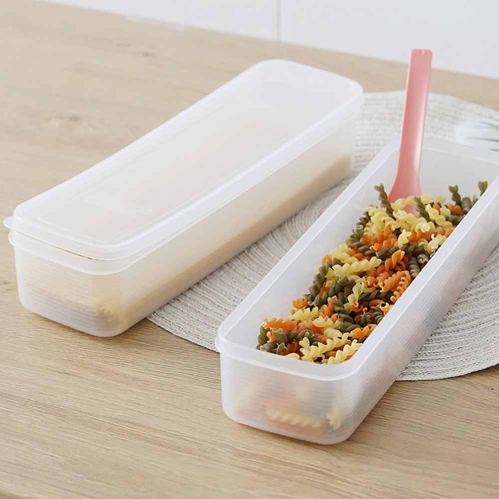 파스타 면 국수 김밥재료 전자레인지사용 냉장고정리 반투명 직사각 밀폐보관용기 : 비앤채