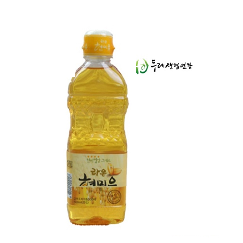 라온현미유 국산 아기 현미유 이유식 식용유 500ml : 영마루