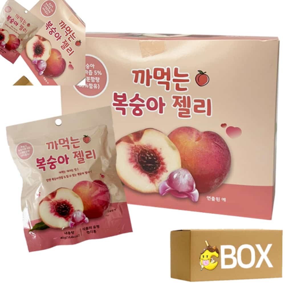 삼햐 까먹는 복숭아젤리 40g X 15개입 10곽 1박스 까서먹는젤리 과일구미 간식답례품 까먹는복숭아젤리 : 3HA상점