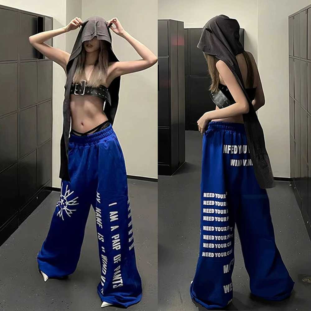 여자 힙합 패션 재즈 트레이닝 팬츠 와이드 바지 댄스 S 로얄 블루 테리 코튼 : 로제박스