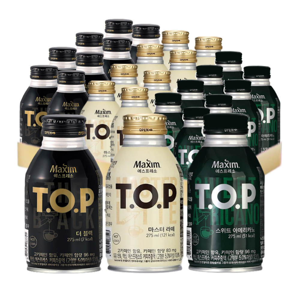 맥심 티오피 275ml TOP 캔커피 24캔 마스터라떼 스위트 아메리카노 더블랙 8캔씩 음료수 : 제이비티케이