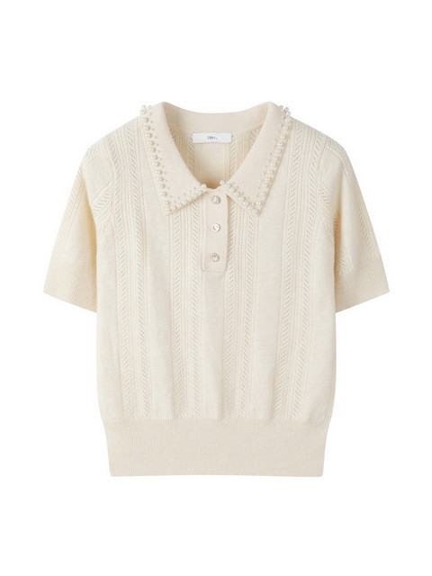 듀엘 진주 디테일 카라 니트_L243KSK005 Cream : 미라클 인터네셔널