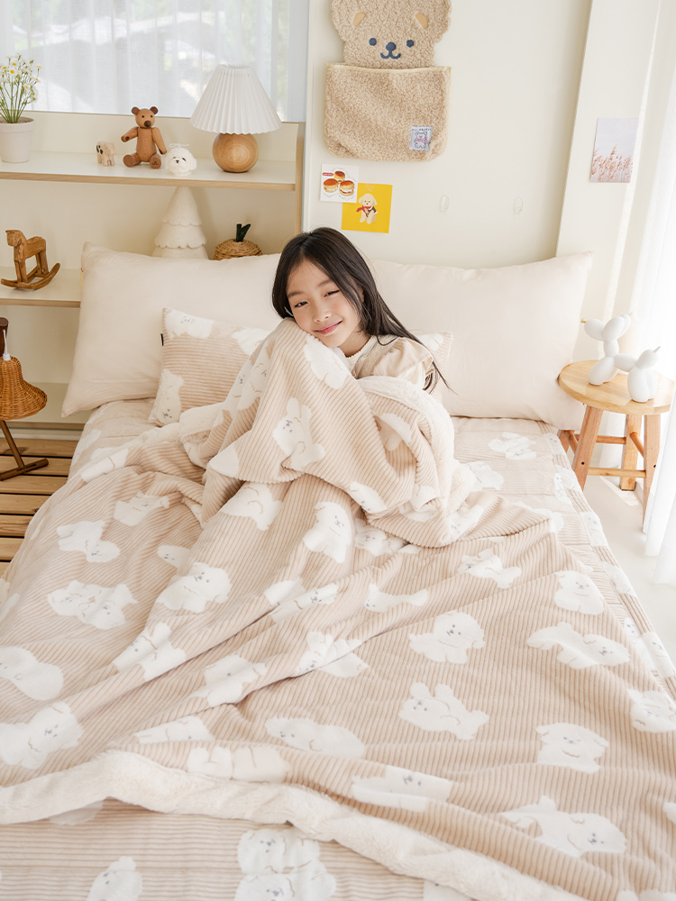 포몽드 몽실 극세사 페이크퍼 M 아기블랭킷 유모차 담요 겨울 신생아 이불 딸기꼬미 : 포몽드