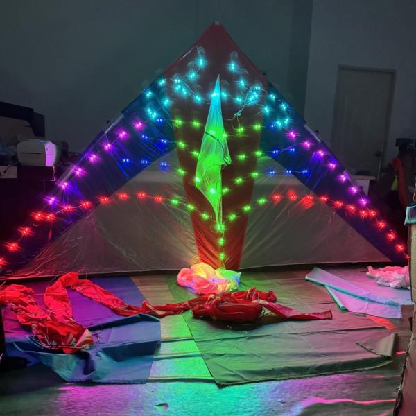 큰LED 야간 델타 연 3SQ M Ray 찢어짐 방지 나일론 및 탄소 섬유 프레임 앵글 튜빙 테일  조명 : 천마산통합상사