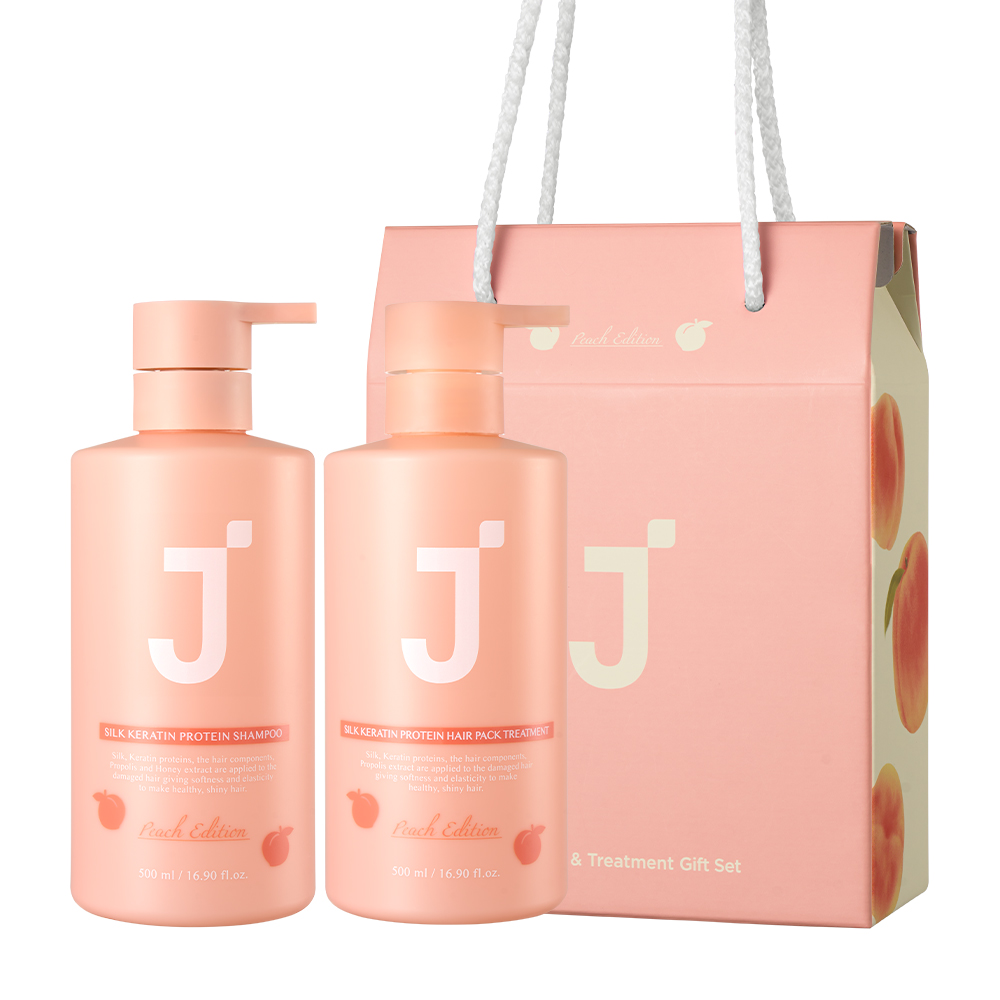 제이숲 실크 케라틴 피치에디션 샴푸+트리트먼트 기획선물 2종 세트 (500ml+500ml) : 제이숲N