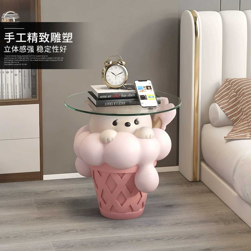 귀여운 곰 사이드테이블 거실 협탁 강화유리 티테이블 곰 커피테이블-브라운 : 더나은 직구
