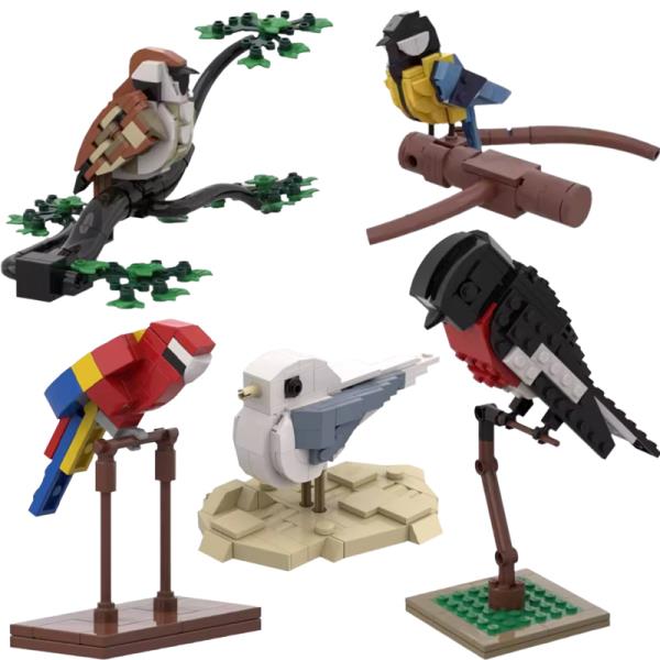 MOC Set Animal Building Blocks Cute Model Mini Parrot Seagull Robin Chickadee Ornament Gifts : 압록강상사