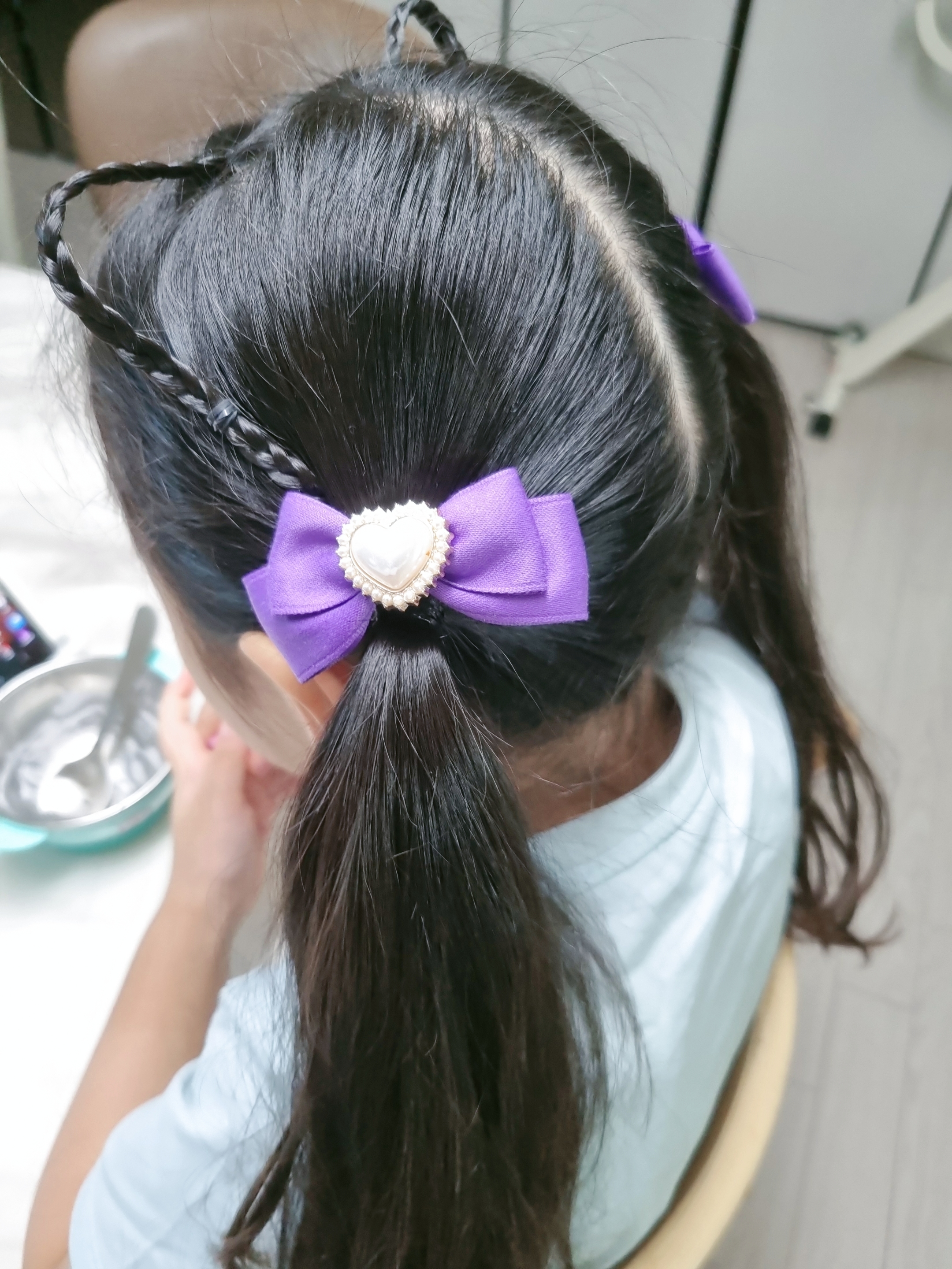 진주장식 더블리본 유아여아헤어핀 딸 공주 아기머리핀 / 제이앤리본 : 제이앤리본