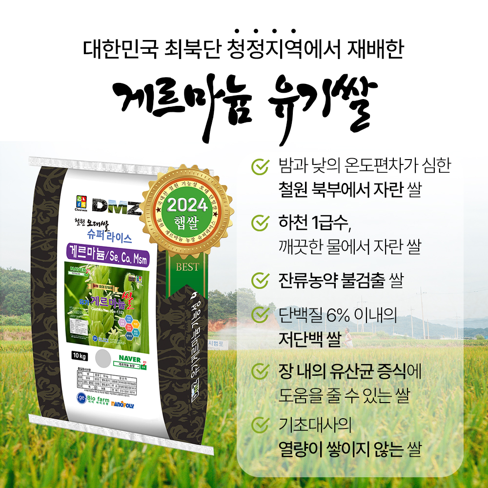 게르마늄쌀 10kg 장내 유산균 증식 도움 면역증진 24년 햅쌀 : 게르마늄농장
