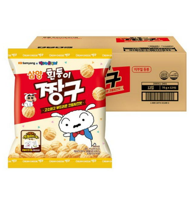 삼양 흰둥이 짱구 스낵, 70g, 12개 : 수수플렉스