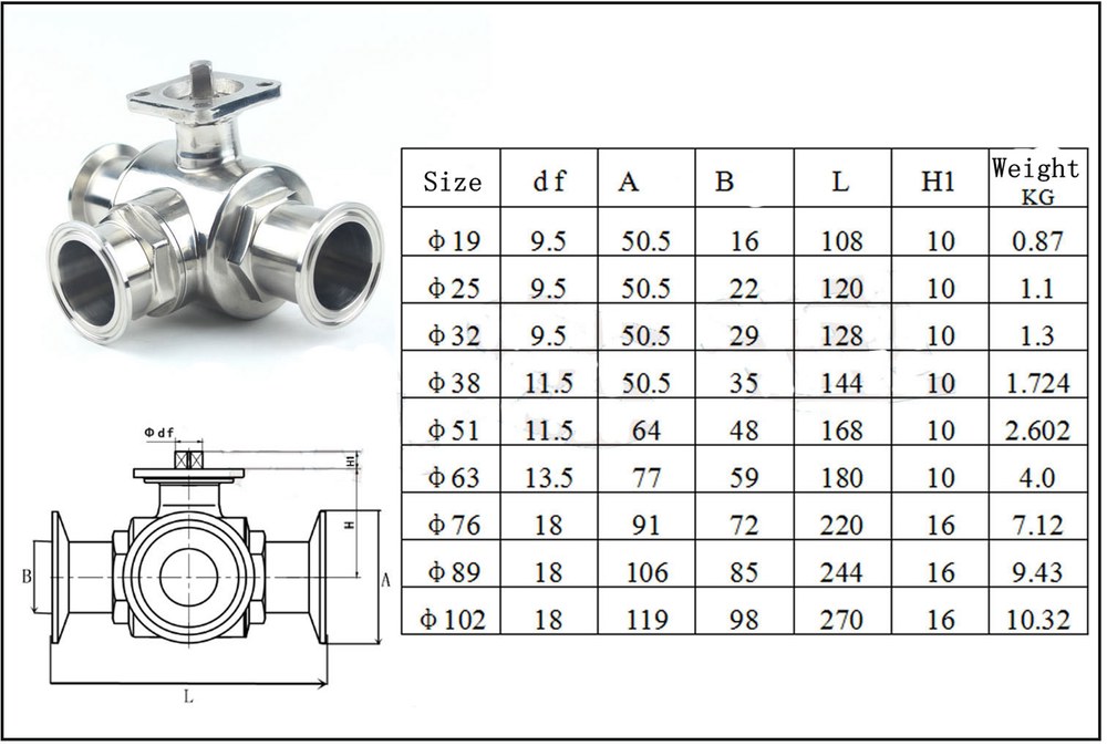 페룰 3 38MM T/L 튜브 피팅 OD 304/316 클램프 인치 50 트라이 스테인리스 스틸 액추에이터 1 5 웨이 포트 밸브 5MM 볼 : 행쇼물류14