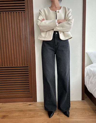 헤이빌리 흑청 워싱 와이드데님 : 코코먼트