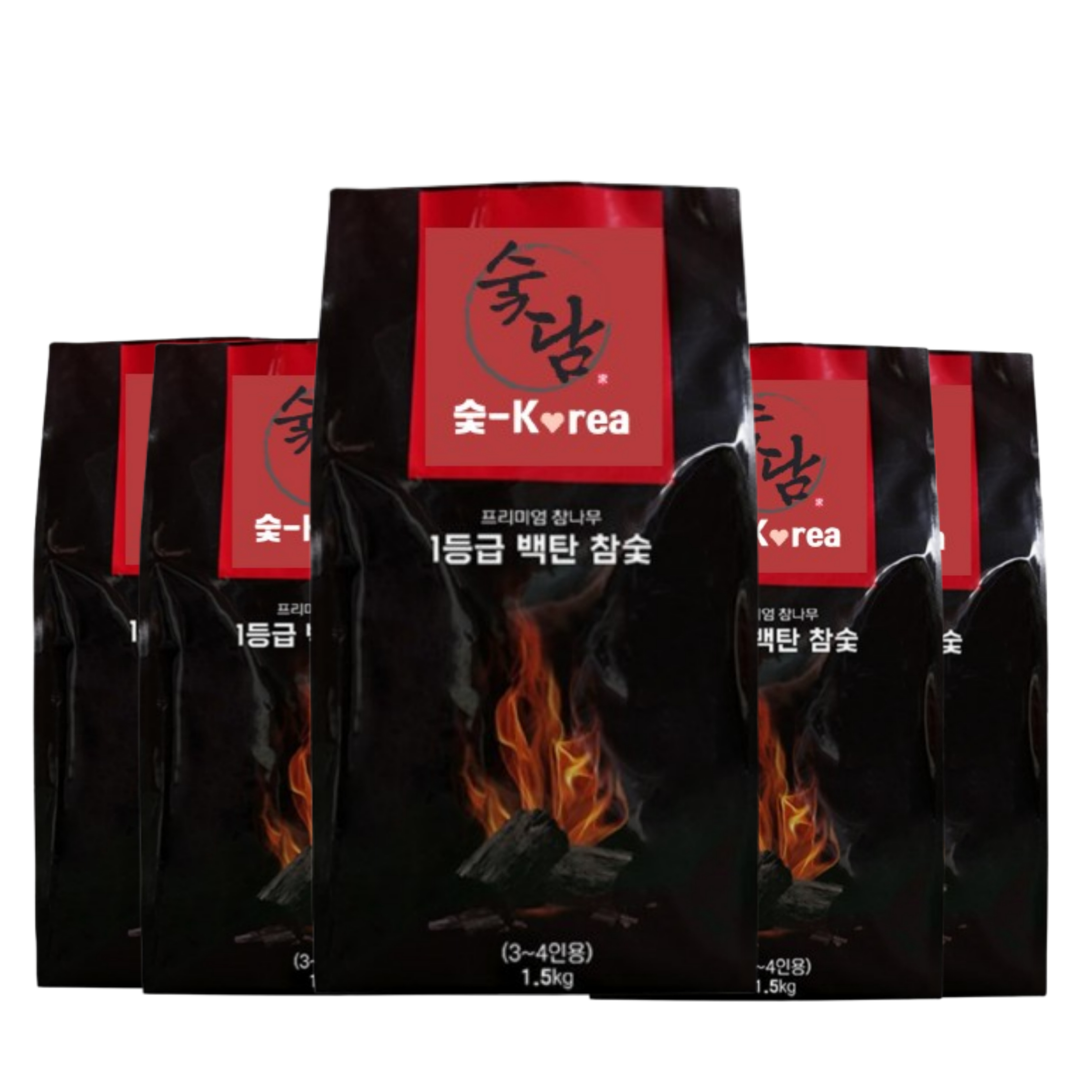 국내산 당일출고 숯담 1.5kg 5개입 숯코리아 참숯 백탄 바베큐용 캠핌용 : 숯담