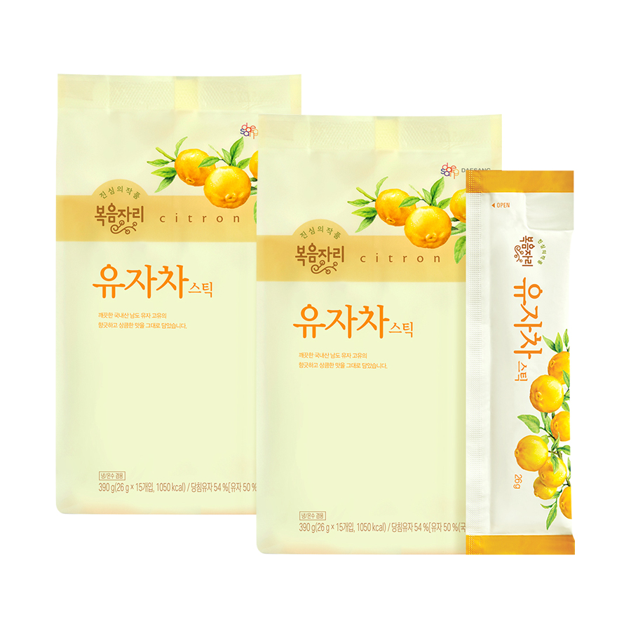 복음자리 유자차 15스틱 x 2개 (30개입) 개별포장 : 티타임고려