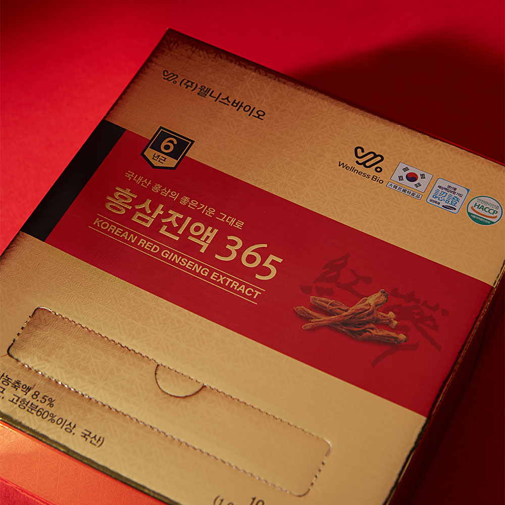 웰니스바이오 6년근 홍삼 진액 365 스틱 10g,100포 : 웰니스바이오