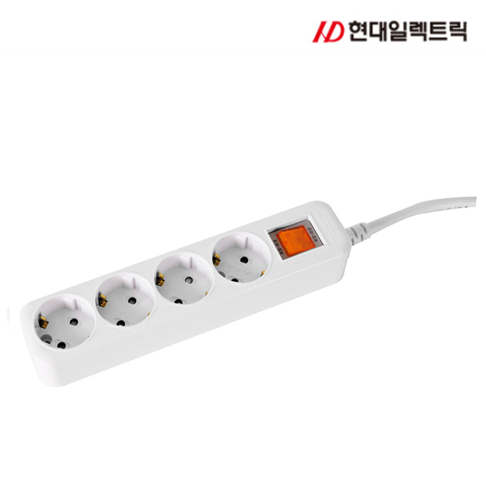 국산 안전 멀티탭 4구 15CM 16A 사무용 회사 가정용 가전용 접지 멀티 고용량 콘센트 : 현대멀티탭 공식스토어