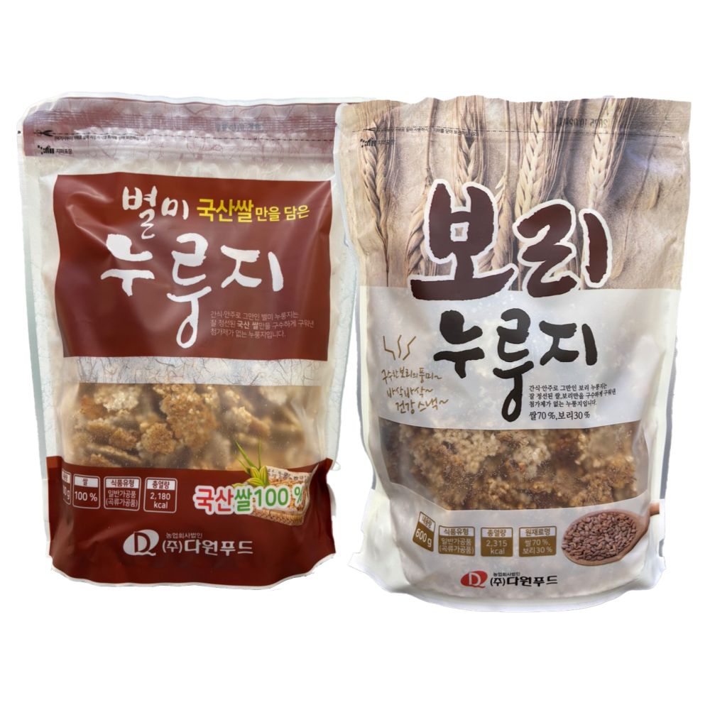 다원푸드 별미누룽지(국산) 600g + 보리누룽지 600g : 곡물공방