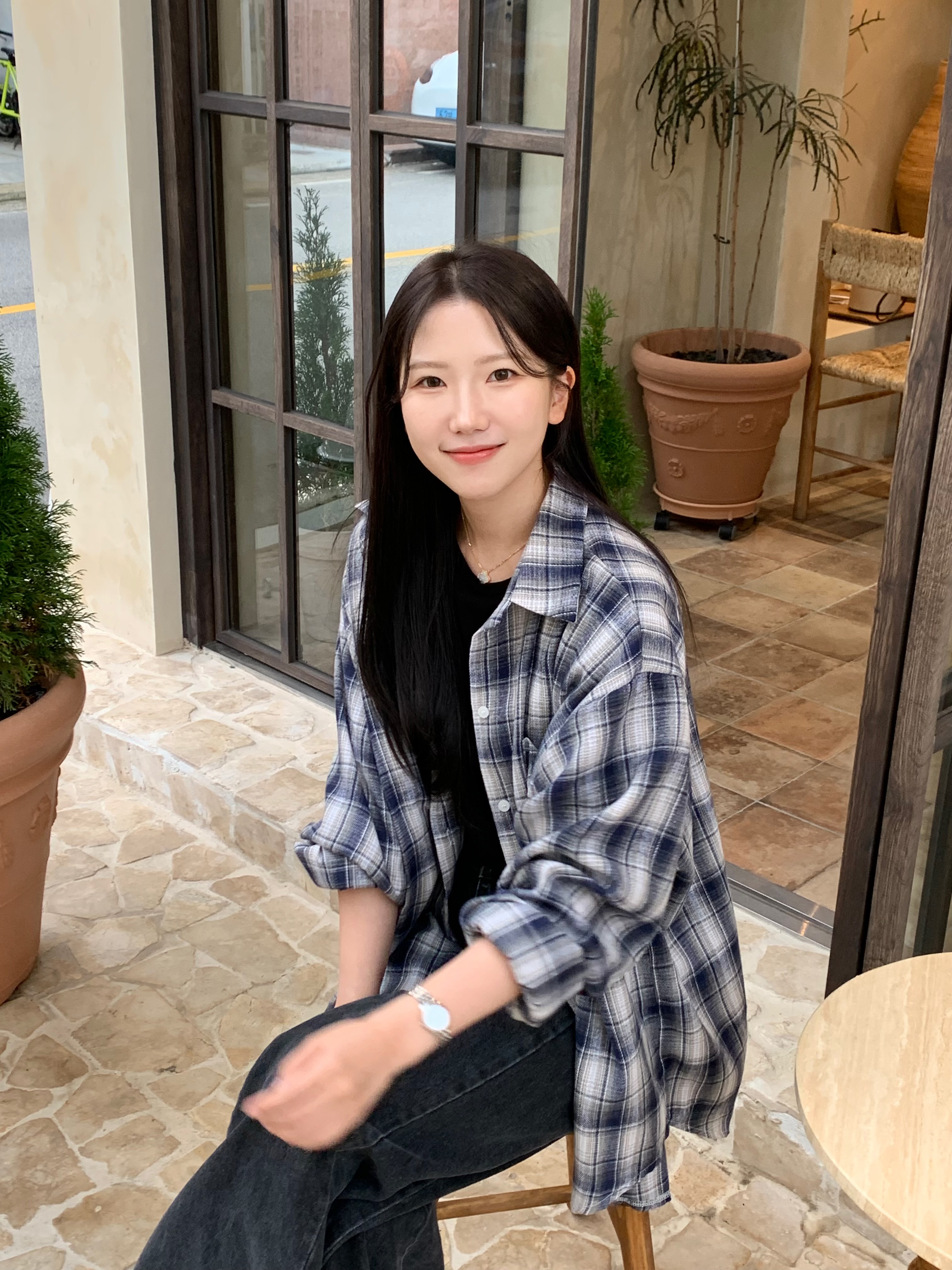 빈티지체크셔츠 루즈핏셔츠 기모남방 : 아워시즌클로젯