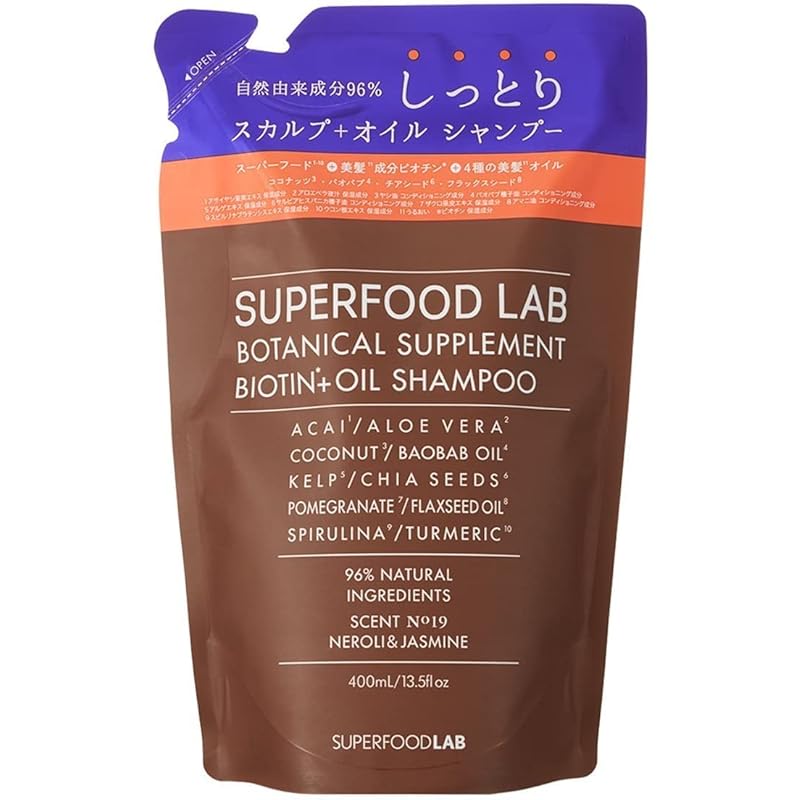 슈퍼푸드 LAB 슈퍼푸드랩 자연유래성분 95% 스칼프 오일 촉촉한 샴푸 리필 400ml 논실리콘 논파라벤비오틴 : 공방수은당