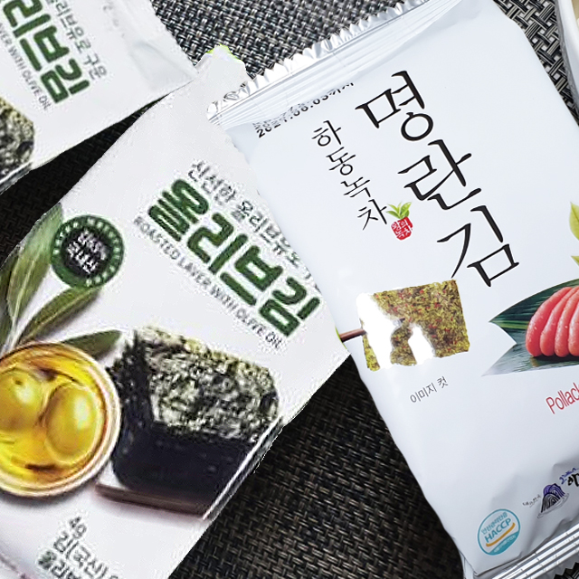 명란김 올리브김 세트 맛있는 도시락 조미 김 : 하동권여사
