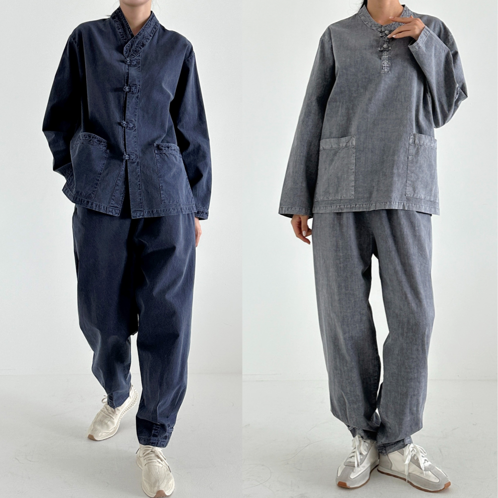 긴팔 봄 가을 생활한복 개량한복 20수 자수티바지 저고리바지 남녀공용 절복 법복 템플스테이 : O.N.O  오앤오