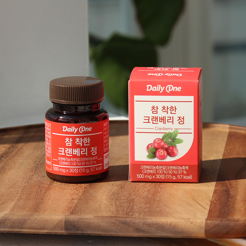 데일리원 참 착한 크랜베리 정 요로건강 여성 영양제 500mg X 30정 : 데일리원