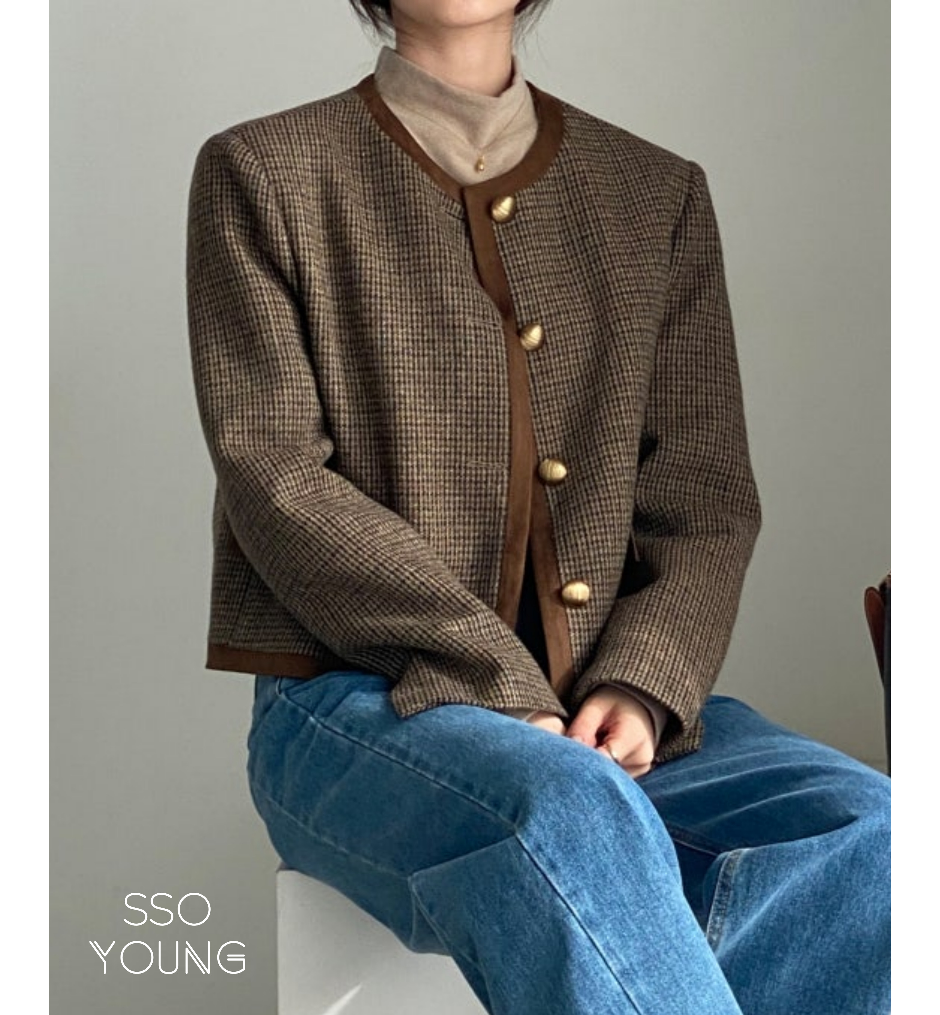 셀리 클래식 배색모던 금장버튼 자켓 2color : SSO YOUNG